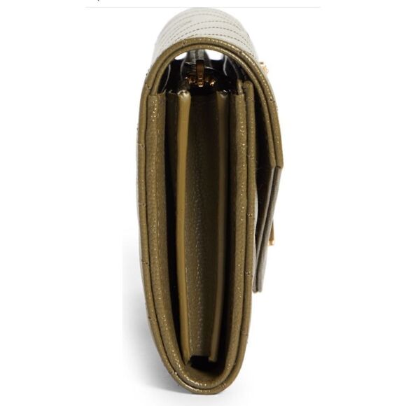 Saint Laurent Monogram Logo Leather Flap Wallet Vert Khaki - Picture 5 of 8